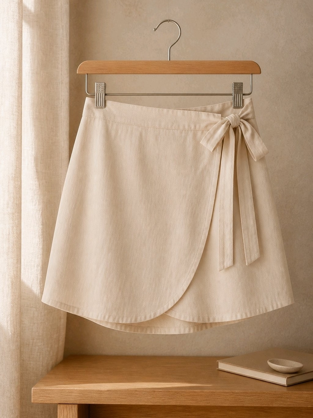 White  Wrap Tie Mini Skirt